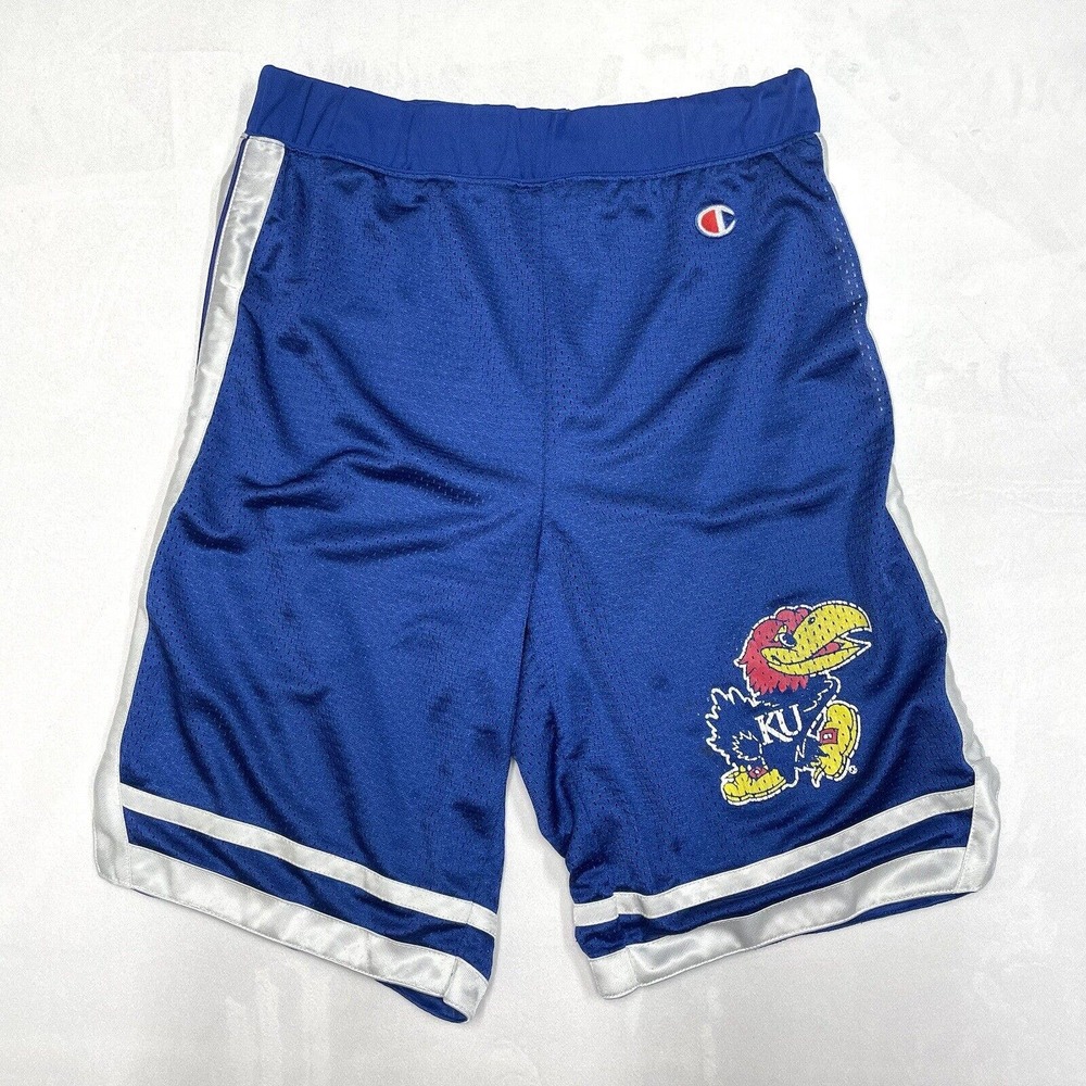 VINTAGE Kansas Jayhawks Shorts Adult Small Blue Champion Basketball Athletic Men
